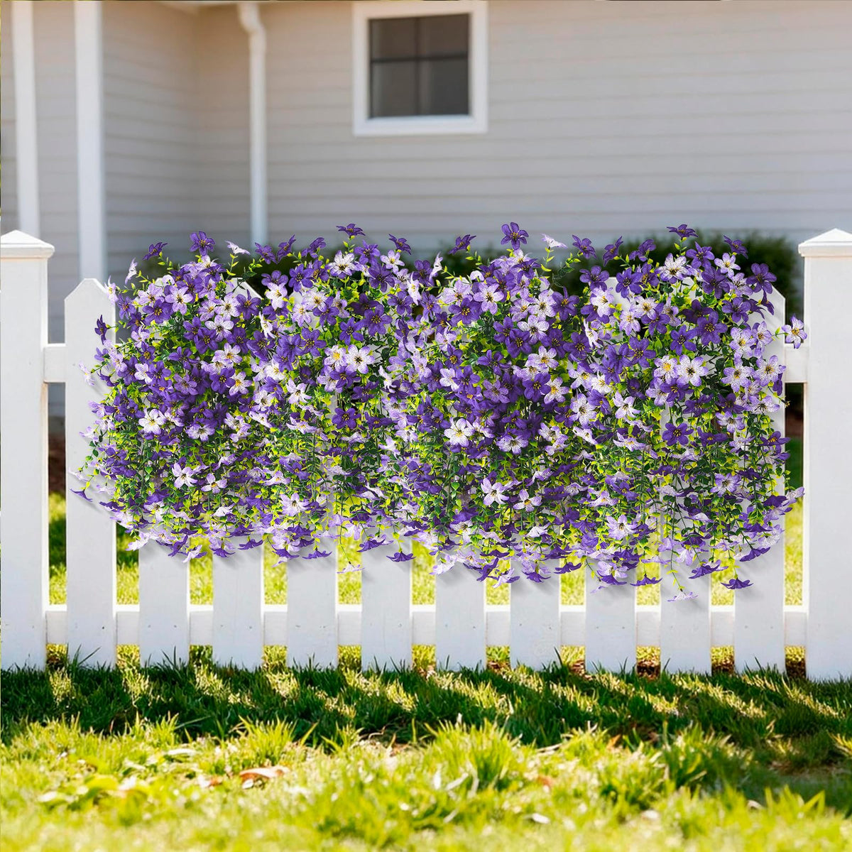 Homsunny 2-pack hanging flowers are durable and maintenance-free.