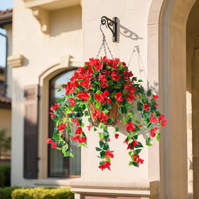 Homsunny bougainvillea hanging flowers red on porch with UV resistance