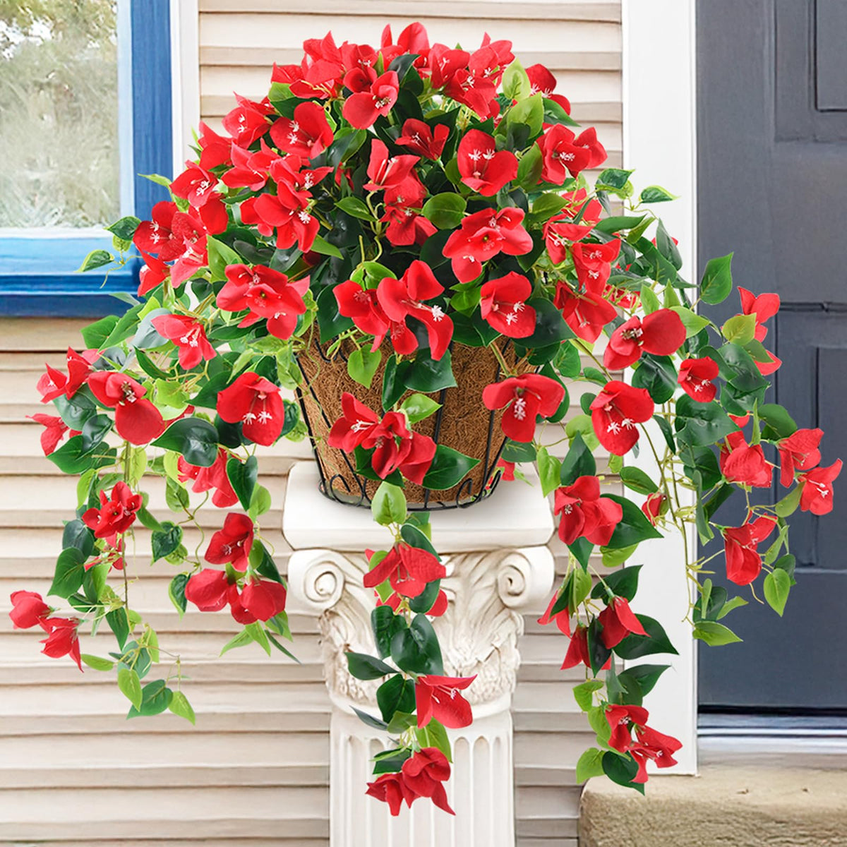Homsunny bougainvillea hanging flowers red maintenance-free decor cleanable with cloth