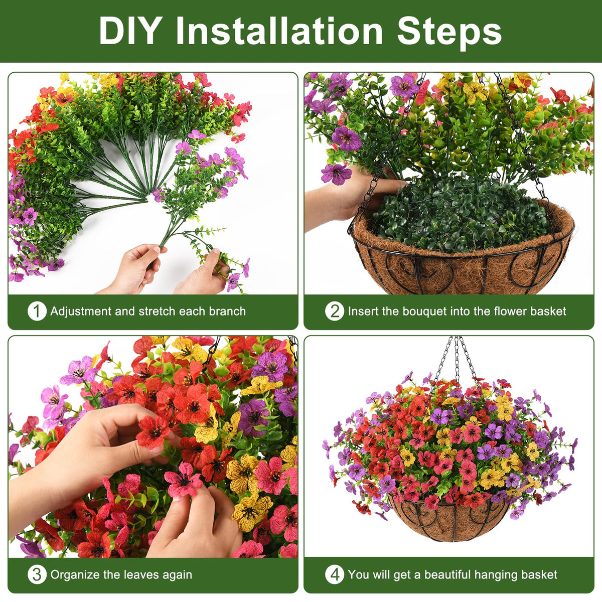Homsunny coconut lining and metal chain provide sturdy support for outdoor displays.