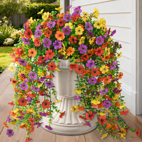 Homsunny artificial daisy with eucalyptus for outdoor decor, vibrant colors that resist sunlight.