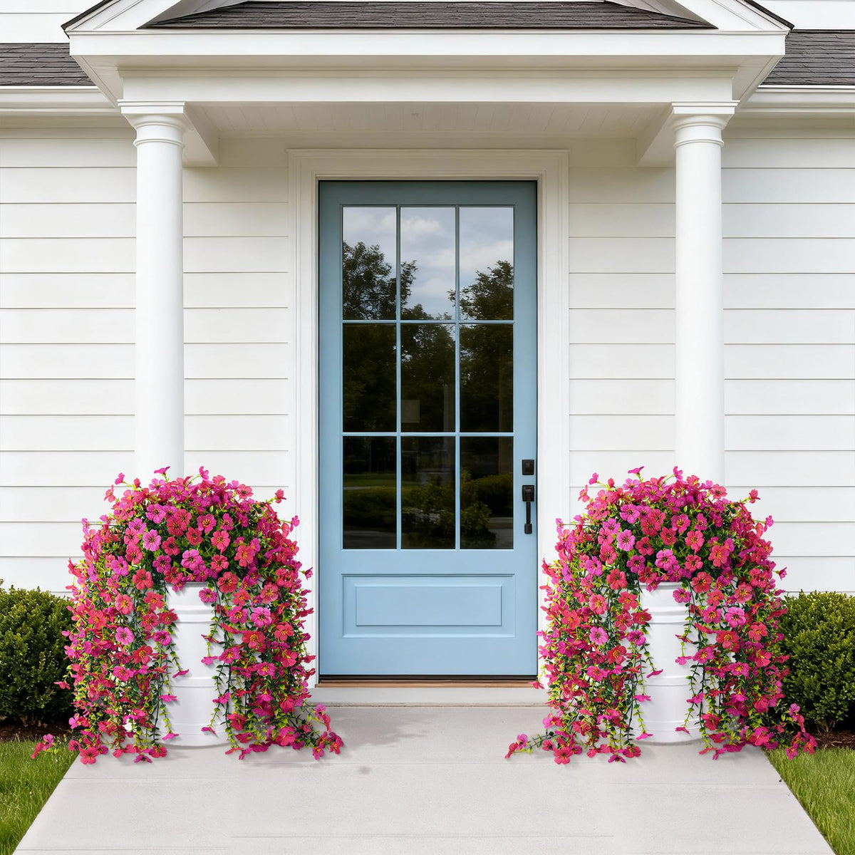 Homsunny hanging flowers offer 2-pack flexibility for DIY outdoor decor projects.