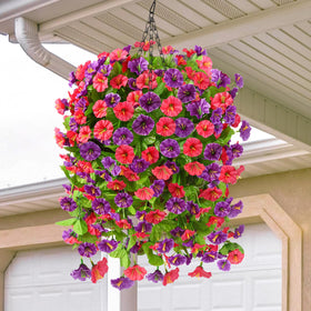 Homsunny full outdoor display with three-color morning glory baskets
