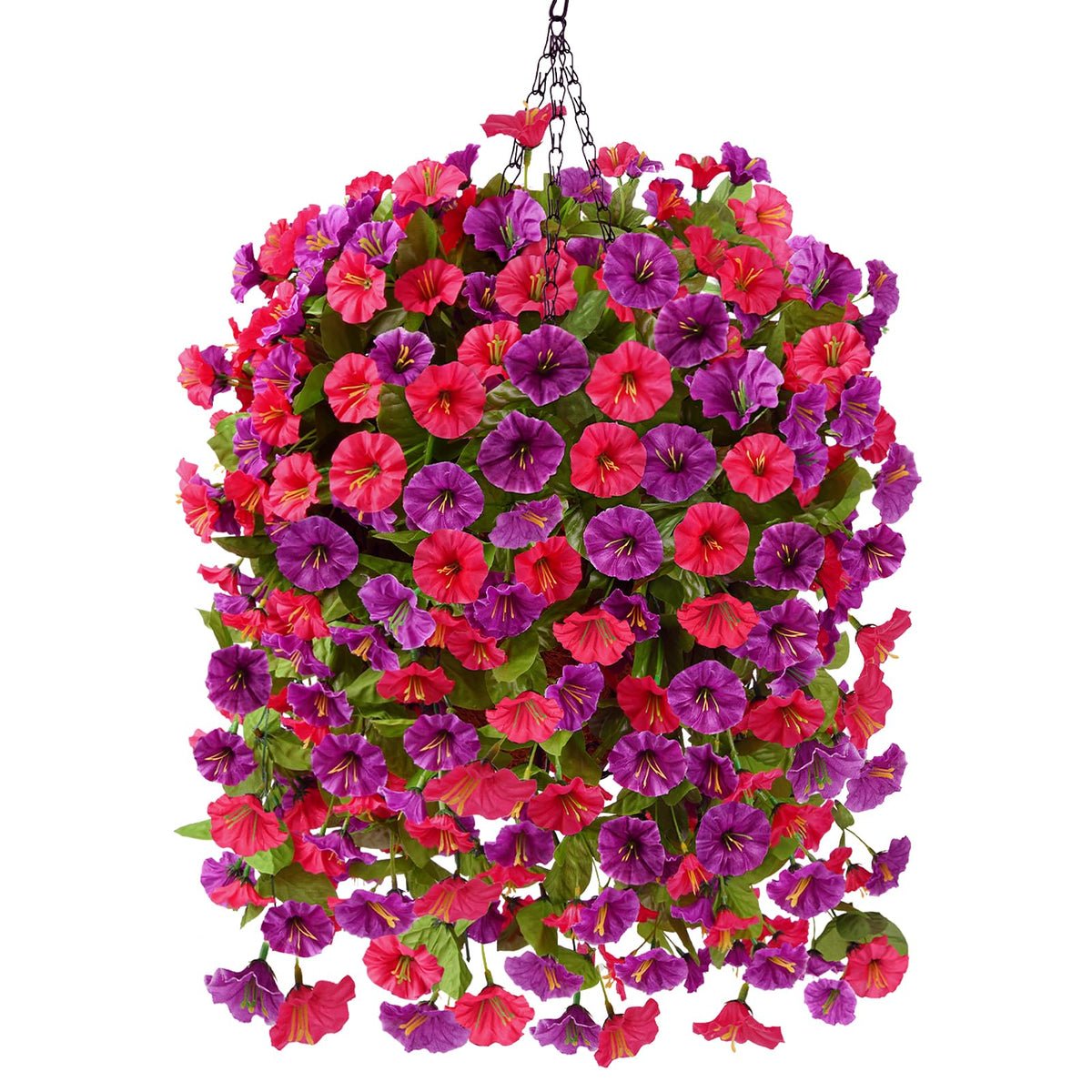 Homsunny hanging basket with morning glory bouquet ready for easy outdoor decor