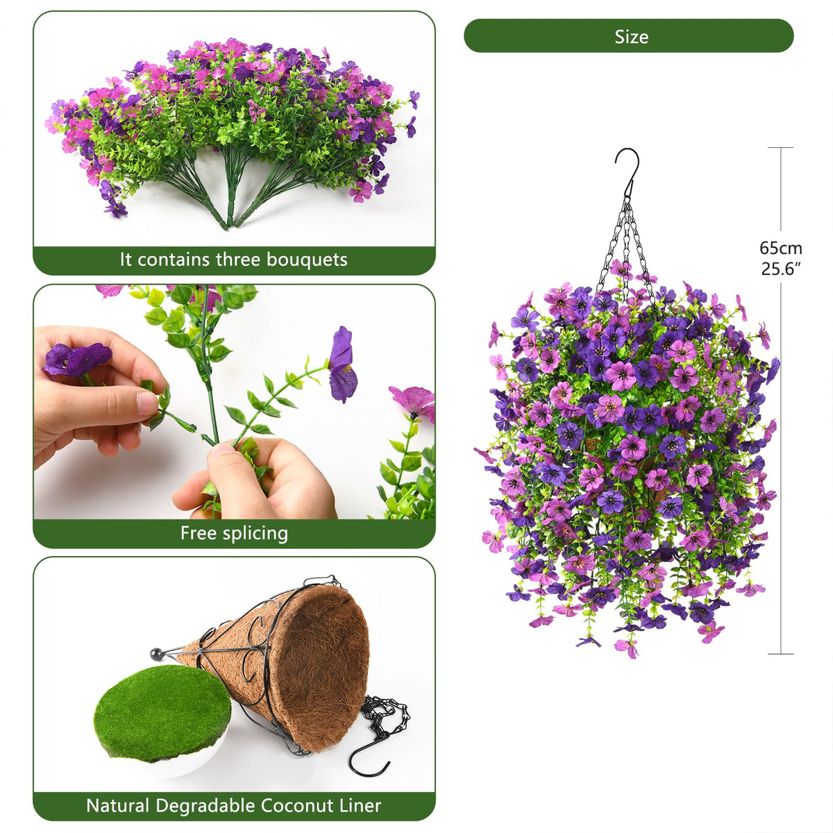 Homsunny metal chain hanging basket demonstrates sturdy outdoor use