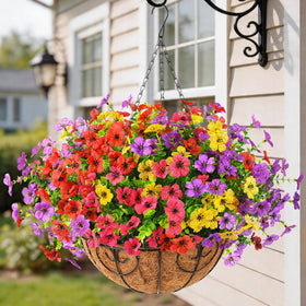 Homsunny Mix3 hanging flowers basket assembly for outdoor patio decoration with lasting color.