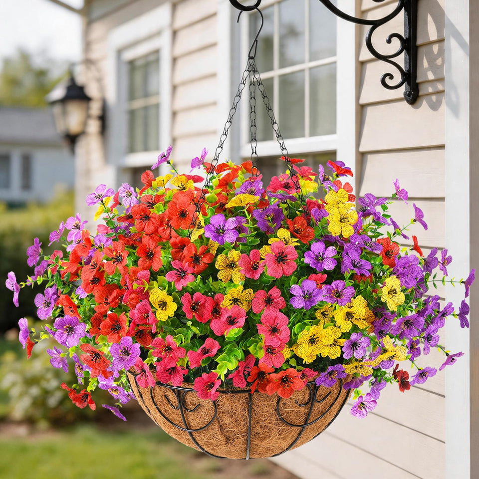 Homsunny Mix3 hanging flowers basket assembly for outdoor patio decoration with lasting color.