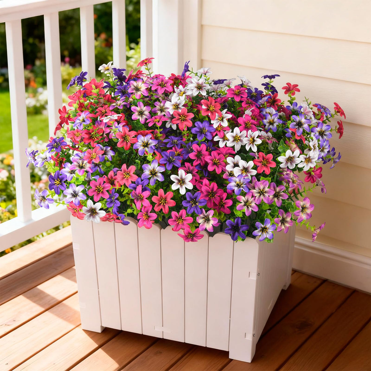 Homsunny outdoor daisy bundle on garden planter boosts curb appeal.