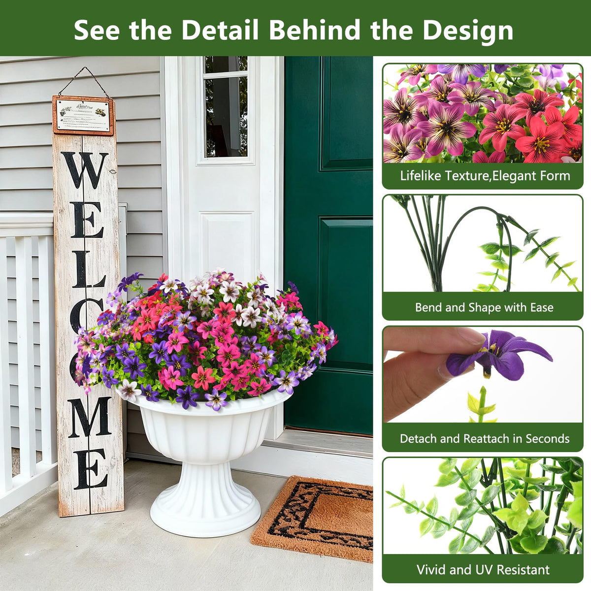 Homsunny outdoor daisy bundle side view highlights flexible stems for creative arrangements.