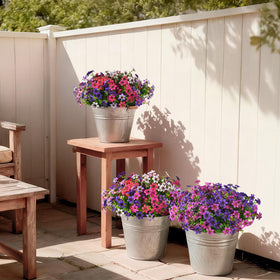 Homsunny outdoor daisy bundle closeup shows durable plastic stems resisting weather.