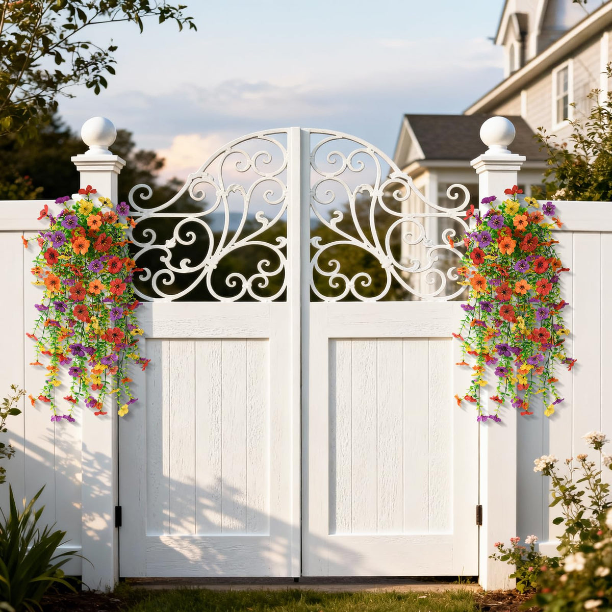 Homsunny realistic faux flowers endure weather and stay bright in spring outdoor decor.