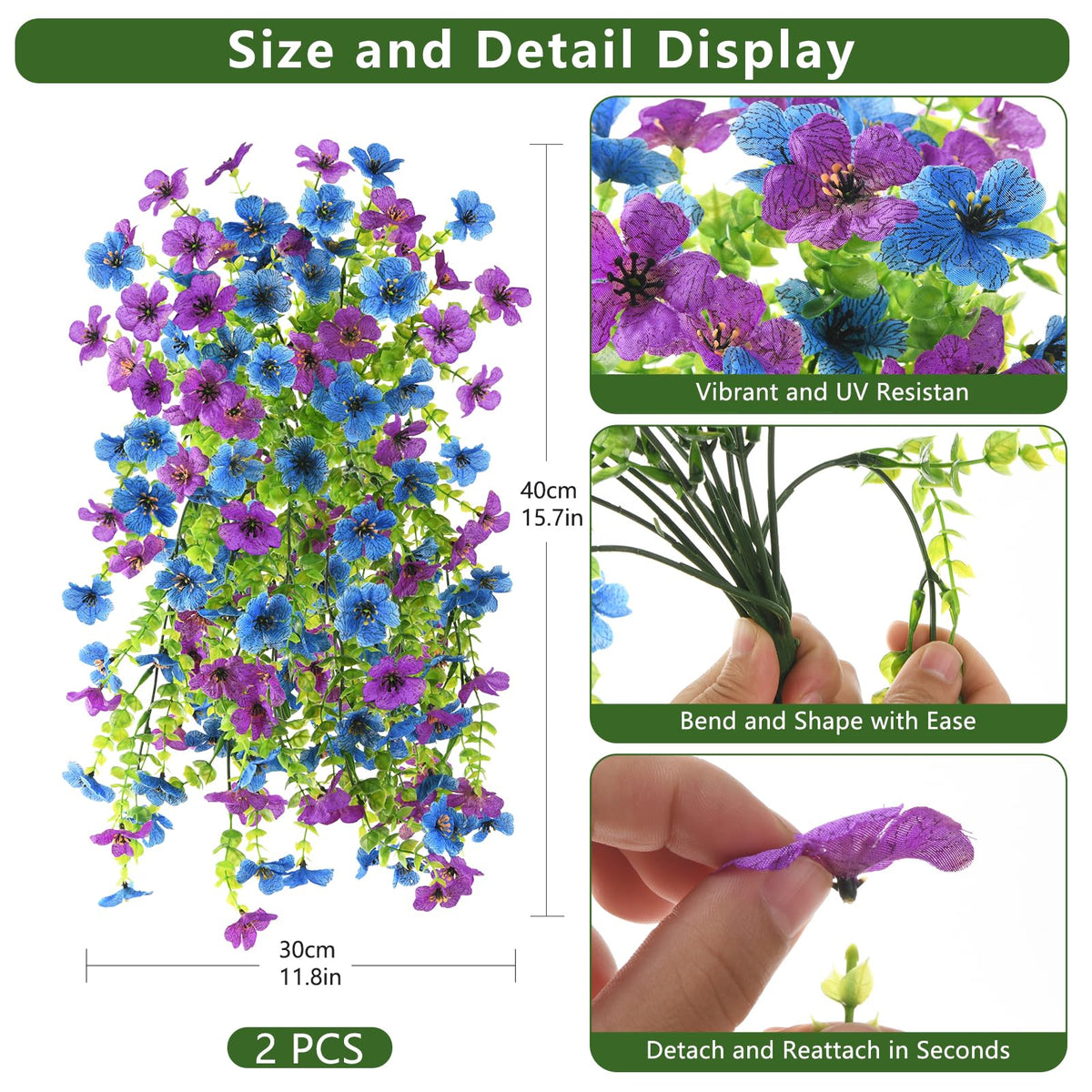 Homsunny silk daisy flowers hanging planter arrangement for balcony and yard