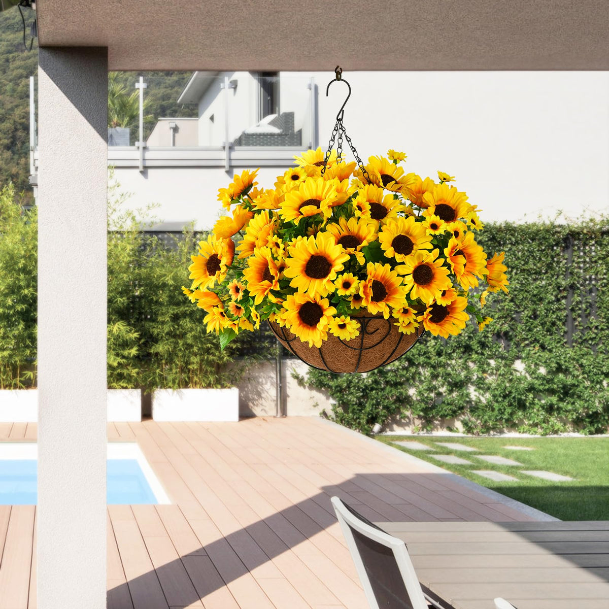 Homsunny sunflowers in outdoor basket UV-resistant color stays vibrant.