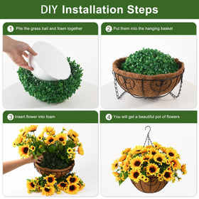 Homsunny decorative sunflowers basket enhances balcony or patio decor.