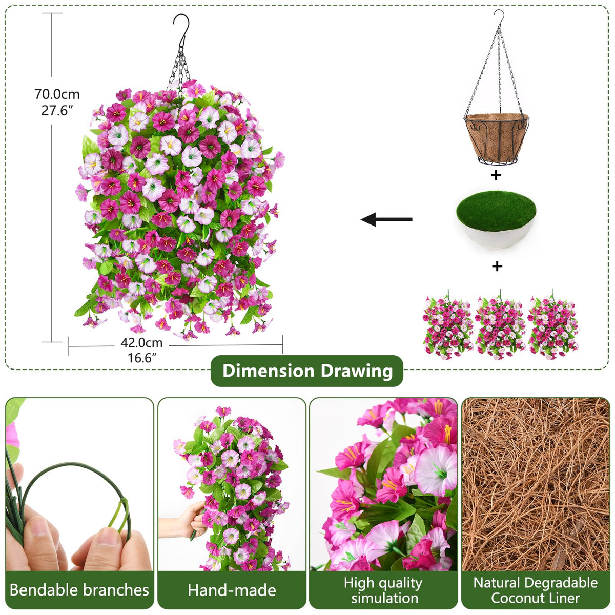 Homsunny UV-resistant faux flowers maintain outdoor vibrancy.