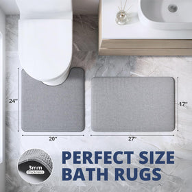 HOMTEB ultra-thin bathmat 3-5mm saves space while absorbing moisture.