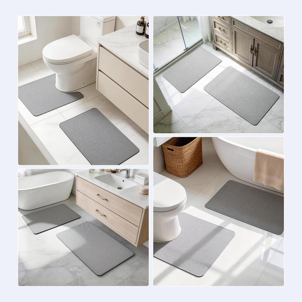HOMTEB bathroom scene shows non-slip tiles for safe everyday use.