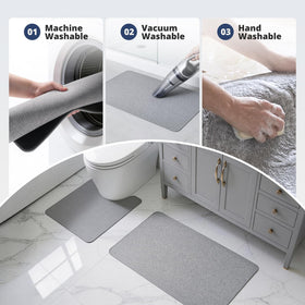HOMTEB machine washable mat stays vibrant after many washes.