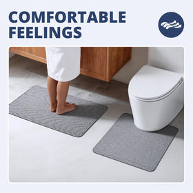 HOMTEB non-slip rubber backing grips wet tiles to reduce slips.