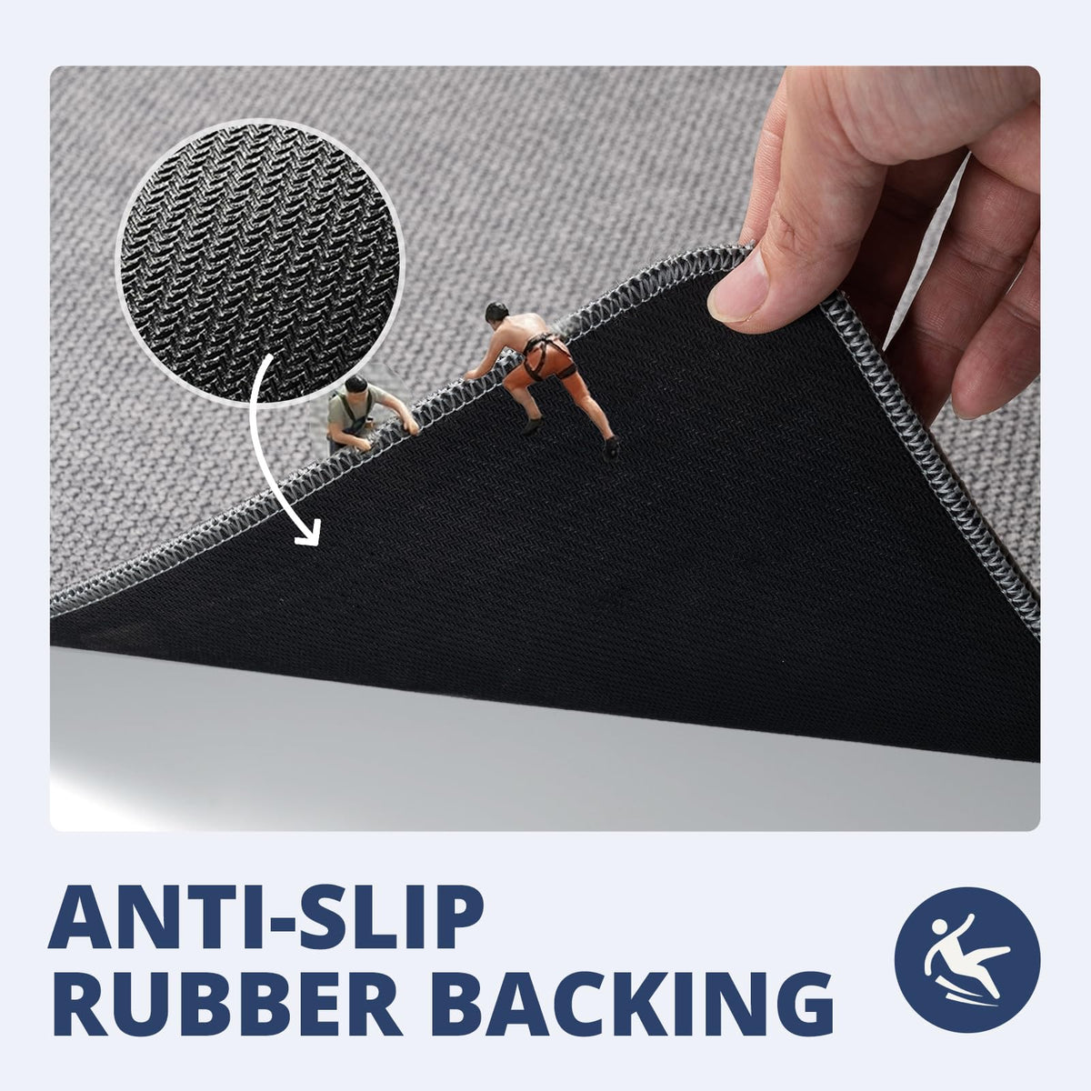 HOMTEB U-shaped contour rug fits around toilets for neat floors.