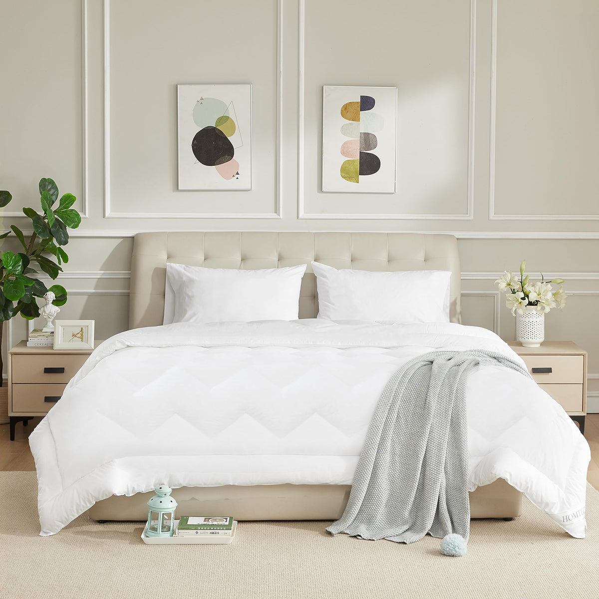 HOMTEC duvet insert cotton shell showcases breathable, hypoallergenic comfort for year-round sleep.