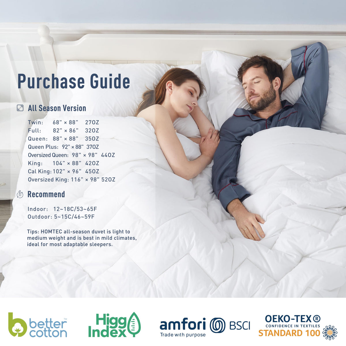 Queen size 88x88 HOMTEC duvet insert ready for cover.