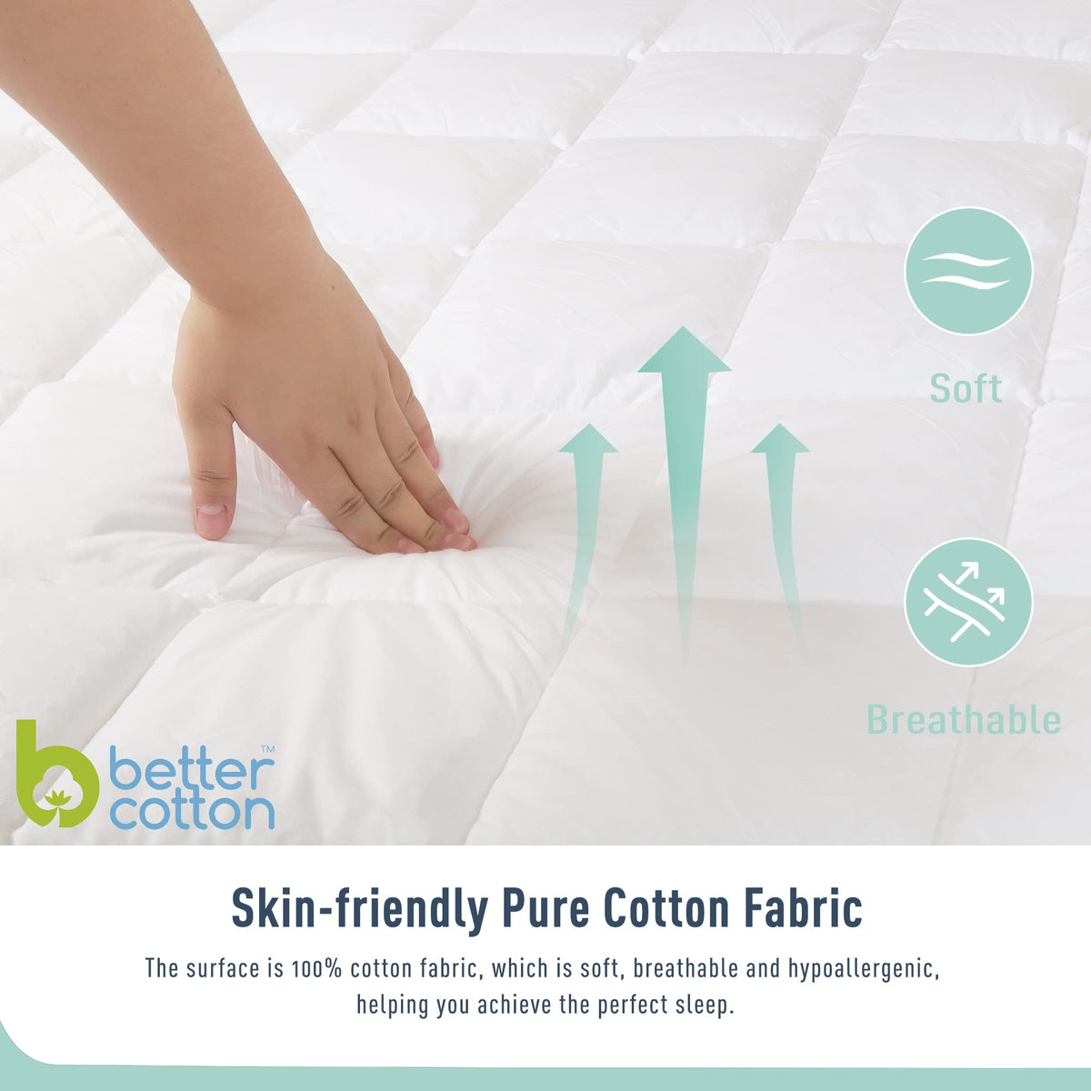 HOMTEC 3-layer protection with quilted design guards your mattress.