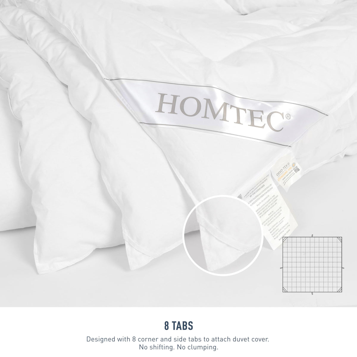 HOMTEC king-size 104x88 duvet insert dimensions offer generous sleeping space.