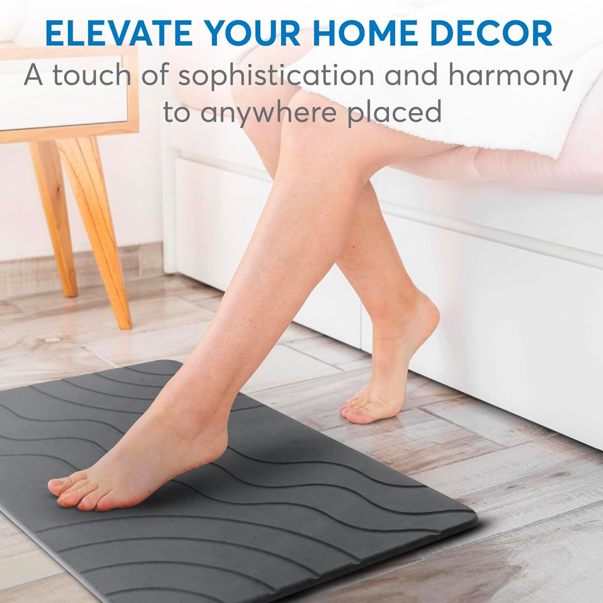 HOMY BLISS multi-use mat placed in bathroom and kitchen areas for practicality