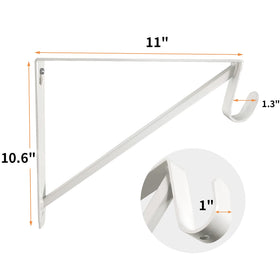 Homydom closet brackets rod-support white side view demonstrates dual shelf and rod support