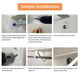 Homydom closet brackets white pack mounted on wall illustrates added storage space
