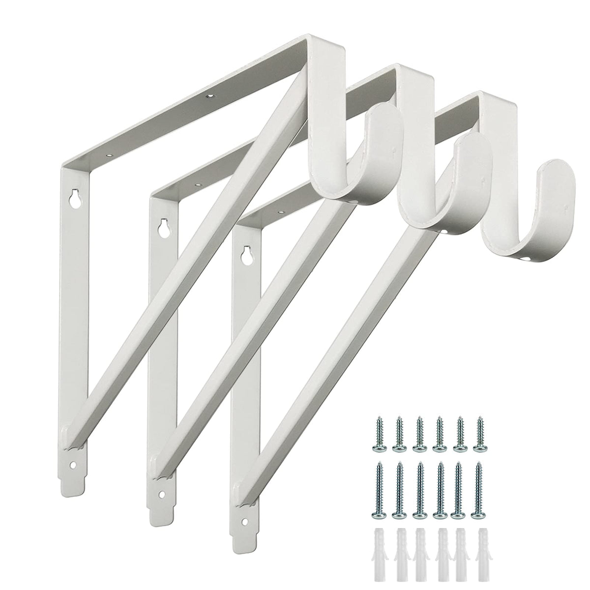 Homydom heavy-duty closet brackets white angled view showing sturdy rod support