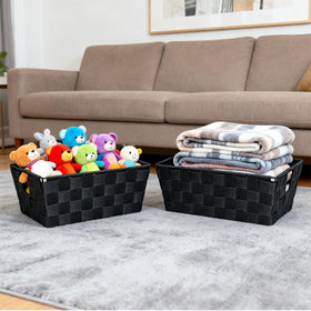 Homyfort black basket ideal for bathroom storage of underwear and baby clothes