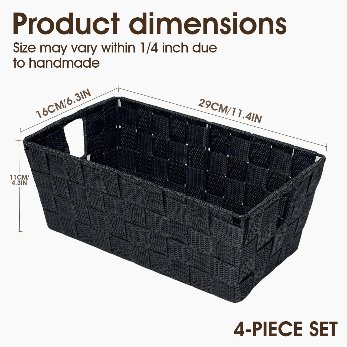 Homyfort black storage basket with built-in handles for easy carrying