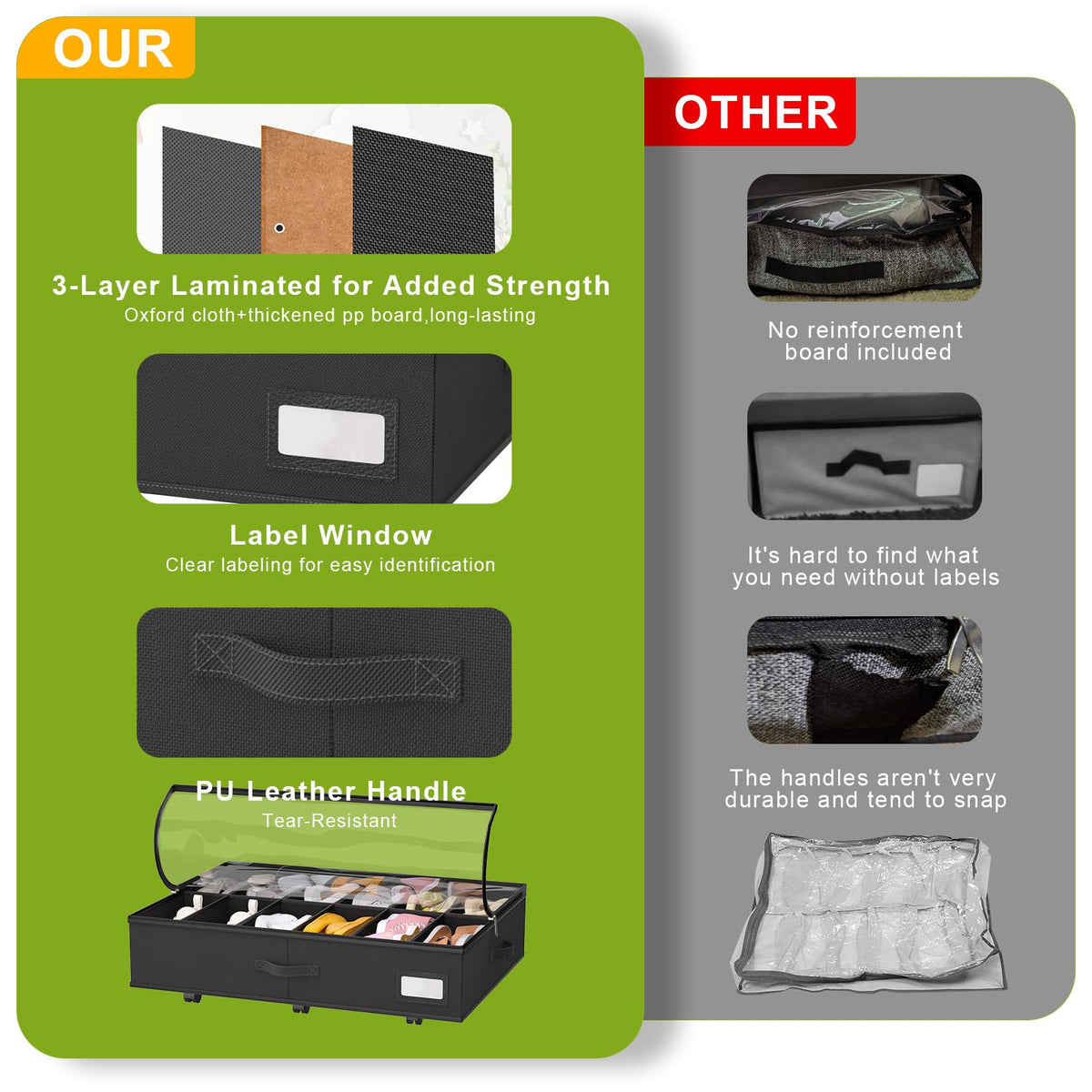 Homyfort clear lid helps locate shoes quickly