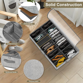 Homyfort large-capacity shoe bin fits many pairs while saving closet space.