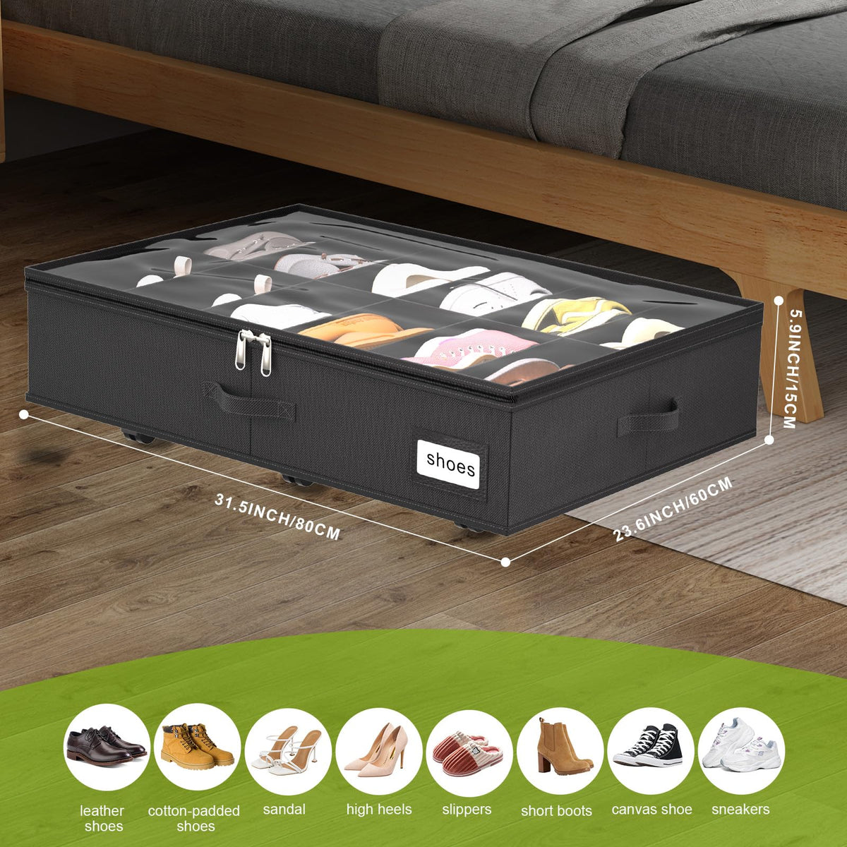 Homyfort shoe organizer with transparent lid for quick visibility