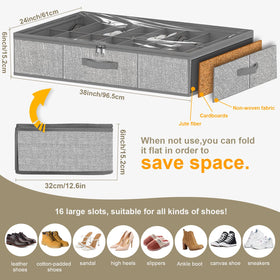 Homyfort two-pack under-bed storage keeps shoes neatly organized and accessible.