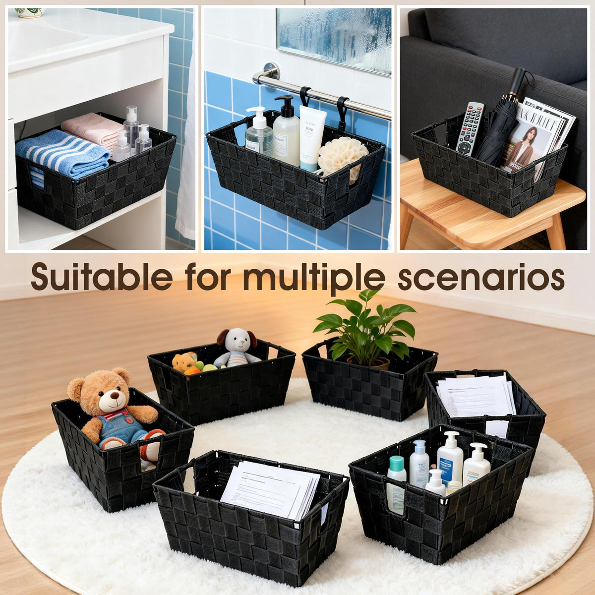 Homyfort storage basket fits closets and living rooms for quick organization