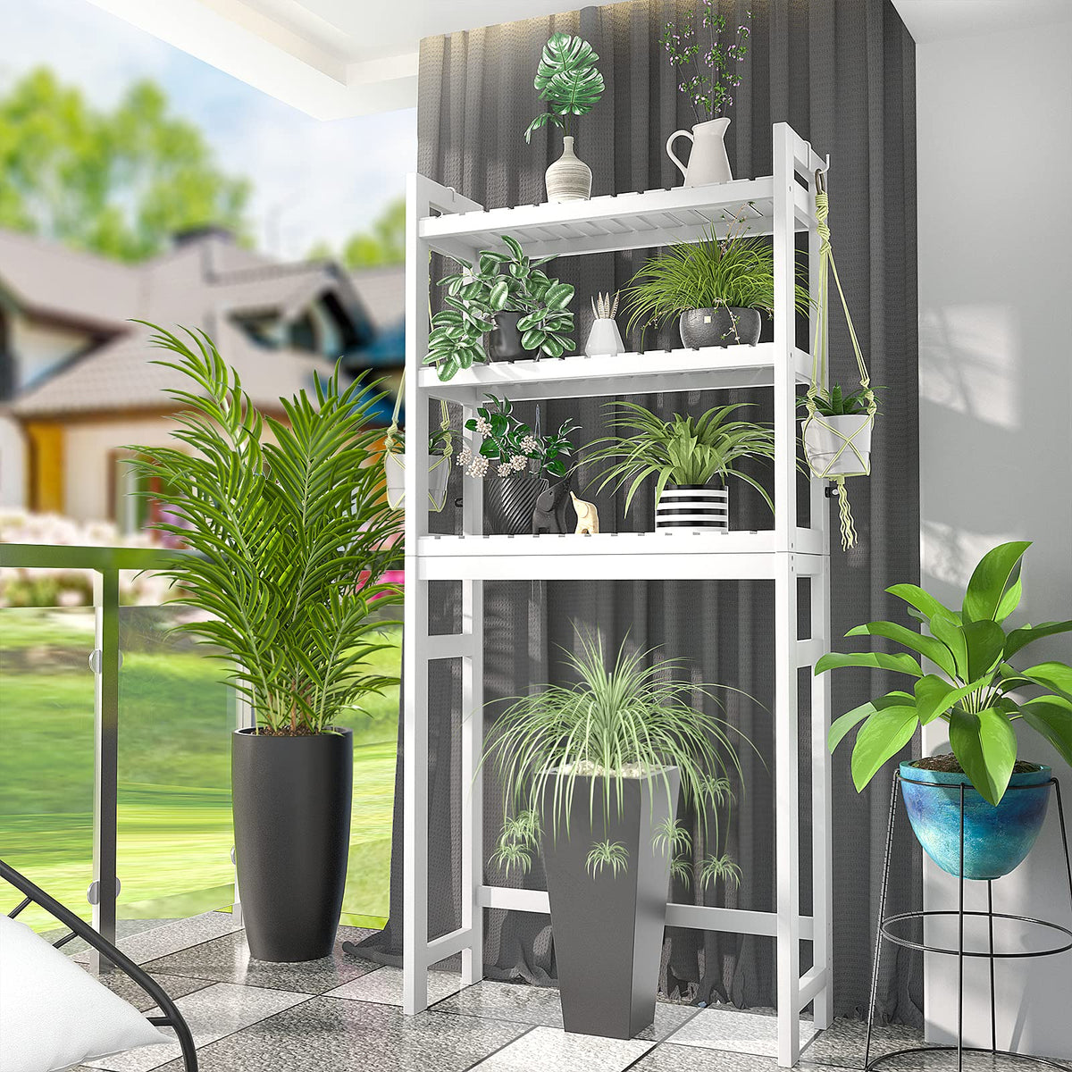Homykic white bamboo shelf complements modern and natural decor.