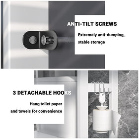 Homykic bathroom space saver keeps toiletries organized and accessible.