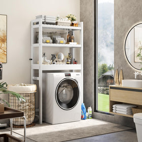 Homykic freestanding bathroom shelves offer space without drilling.