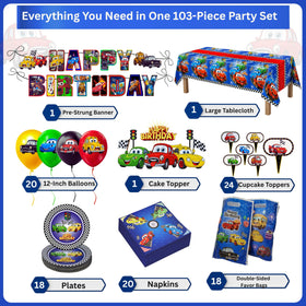 HOMYPOWER Cars balloons add color and energy to the party room.