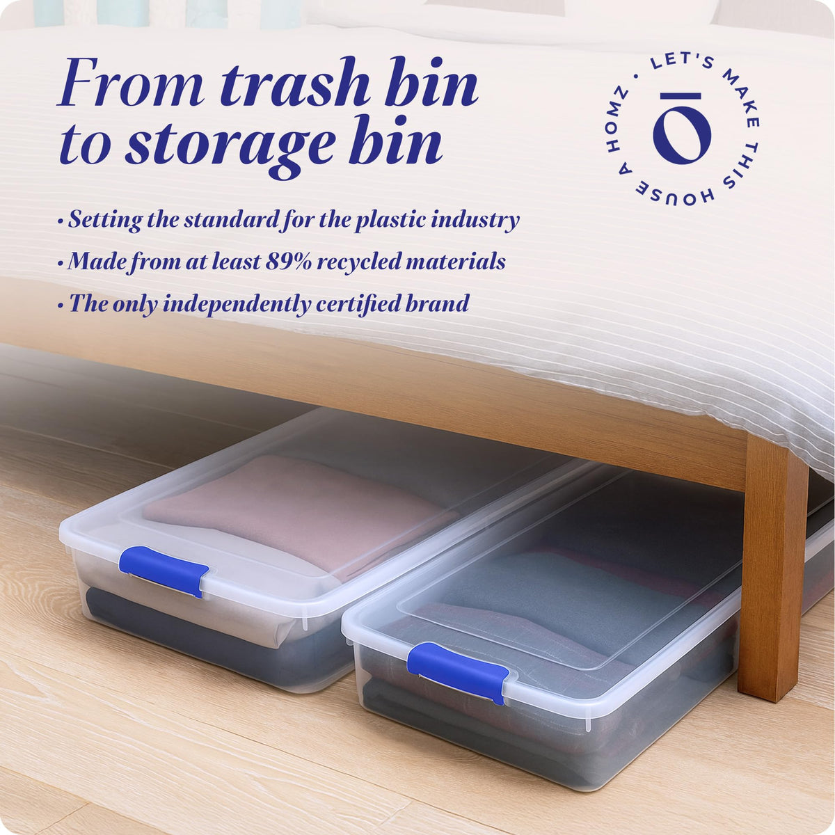 HOMZ clothes under-bed storage bin keeps garments organized
