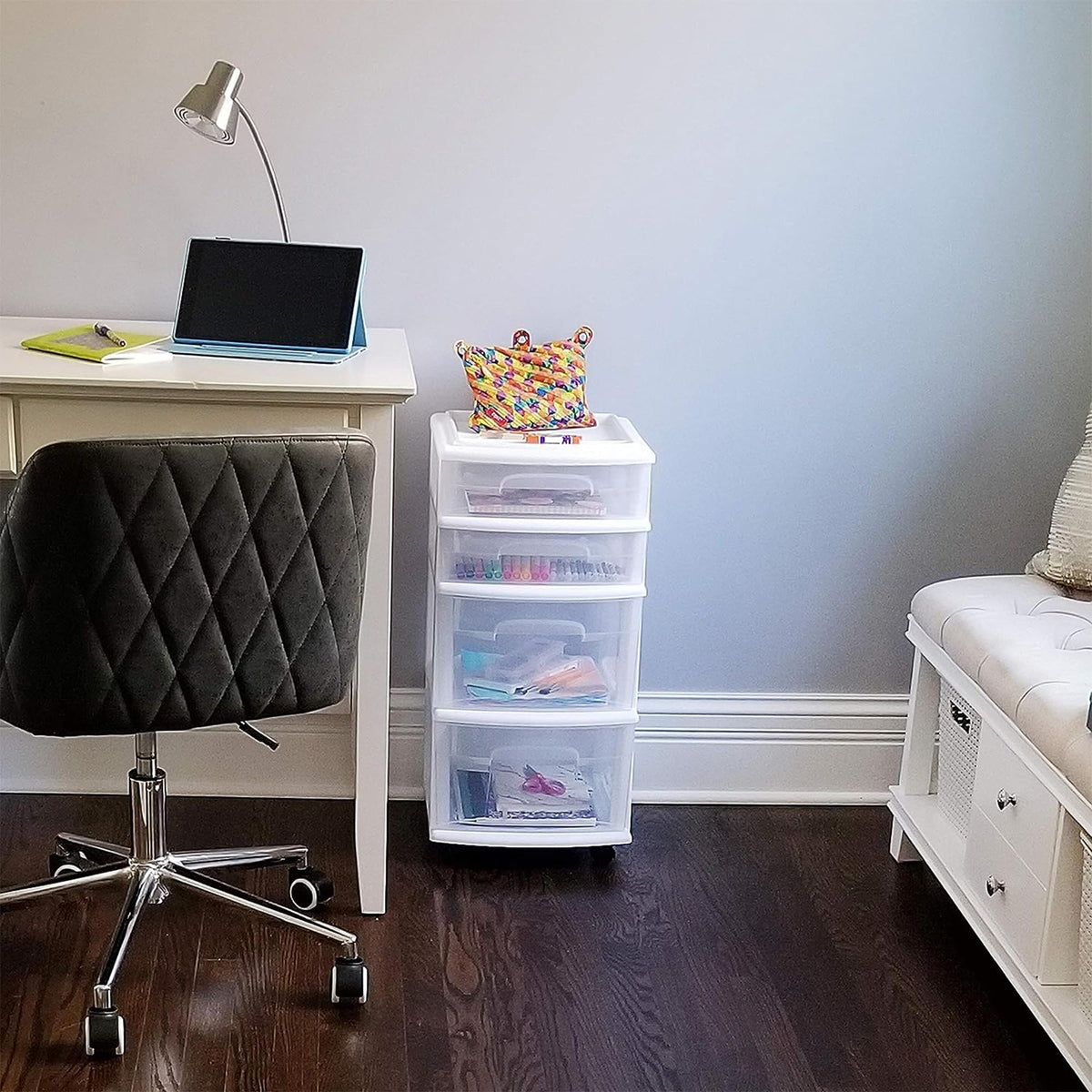 HOMZ Craft room cart supports multi-purpose projects and materials.