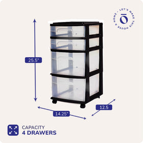 HOMZ Drawer Tower in a bedroom setup for closet organization.
