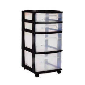 HOMZ Drawer Tower providing organized access to toiletries and small items.