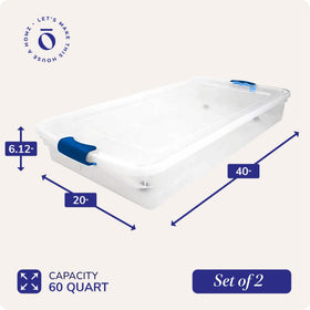 HOMZ eco-friendly under-bed bin 60qt made from recycled materials