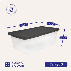 HOMZ 6-Quart storage box keeps office supplies organized and accessible.