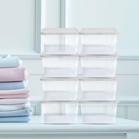 HOMZ Snaplock lid-tight bin protects items from dust and moisture.